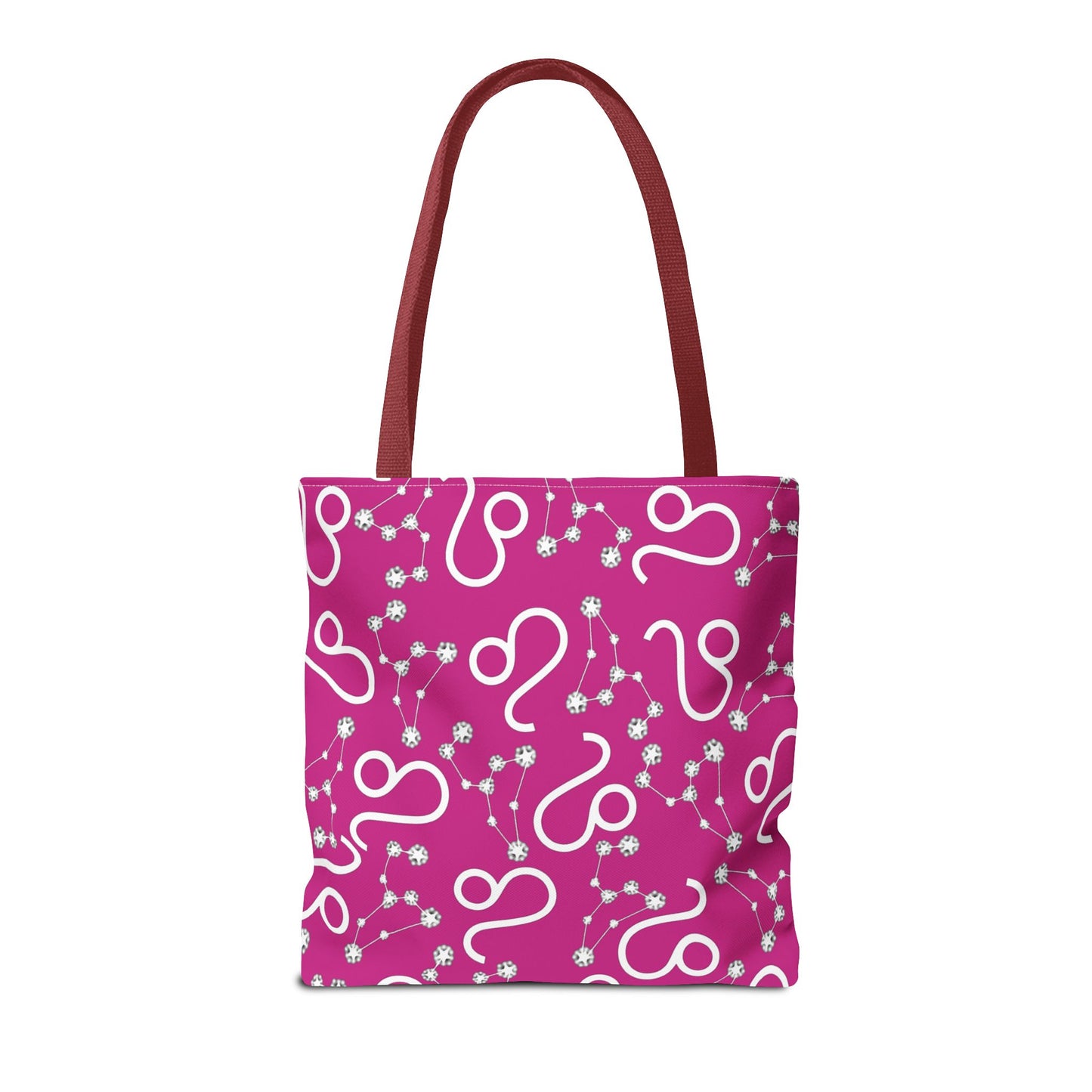 Tote Bag, Leo Zodiac Sign, AOP, (Pink, White)