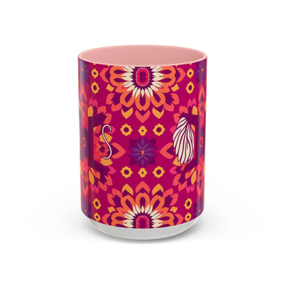 Accent Coffee Mug, Gemini, Zodiac v1, Flower Pattern, (11, 15oz)