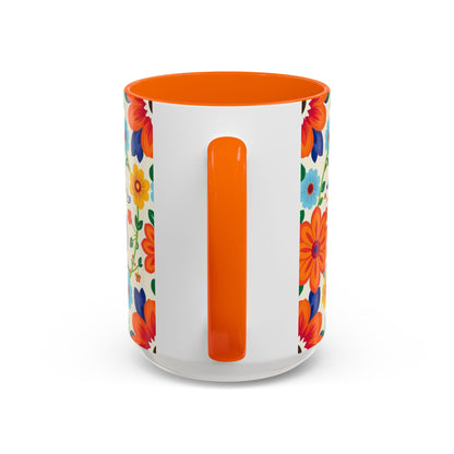 Accent Coffee Mug, Virgo, Zodiac v2. Flower Pattern, (11, 15oz)