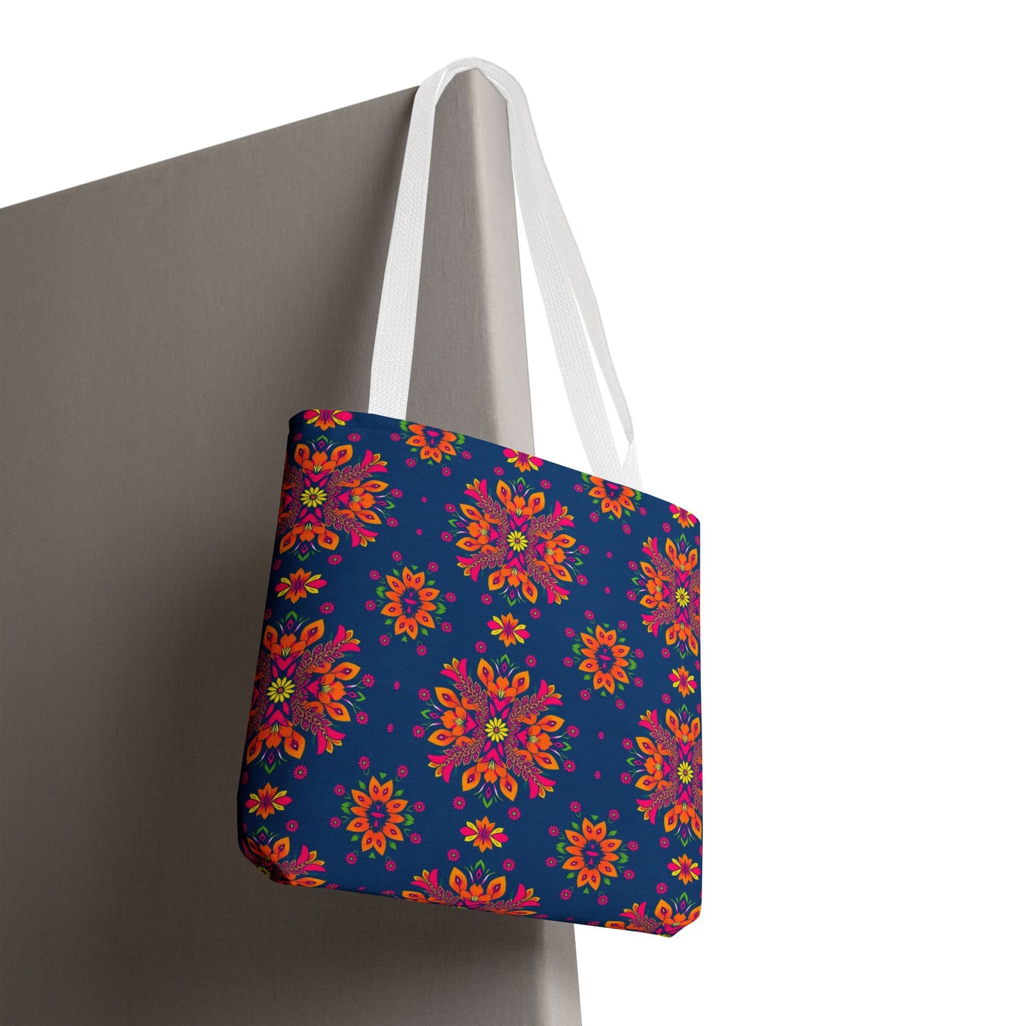 Tote Bag (AOP), Gemini, Zodiac v2, Flower Pattern