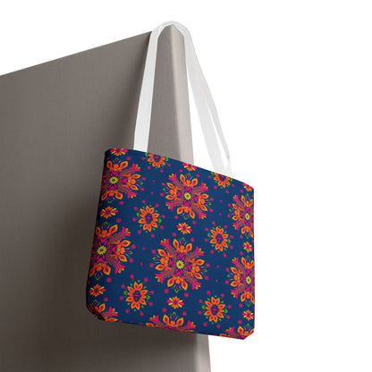 Tote Bag (AOP), Gemini, Zodiac v2, Flower Pattern