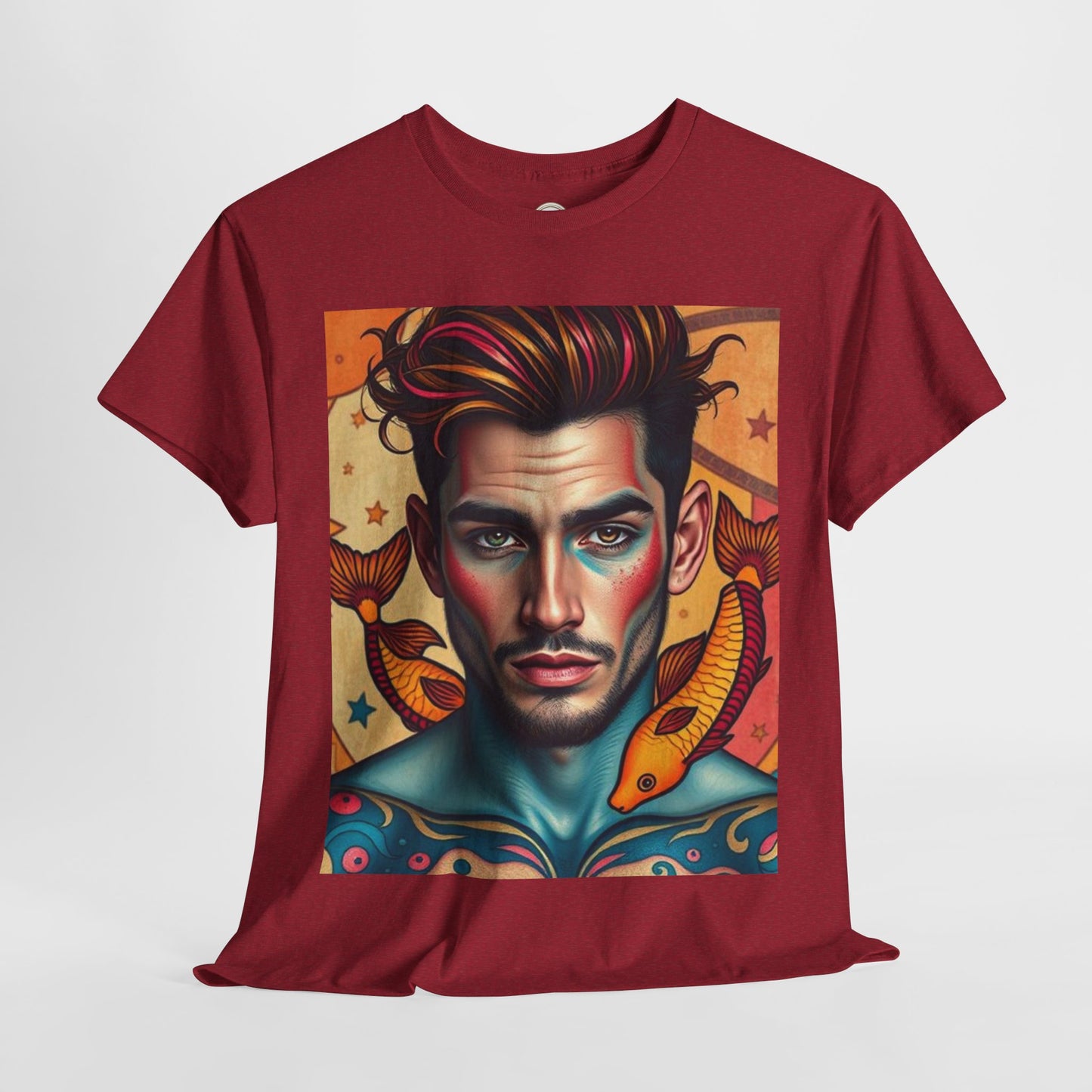 Unisex Heavy Cotton T-Shirt, Pisces, Zodiac v2, Sexy Art