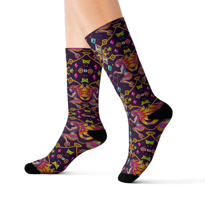 Sublimation Socks, Gemini, Zodiac v2, Jewel Pattern