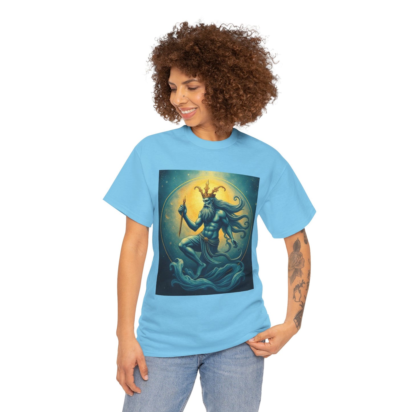 Unisex Heavy Cotton T-Shirt, Aquarius God, Zodiac Design