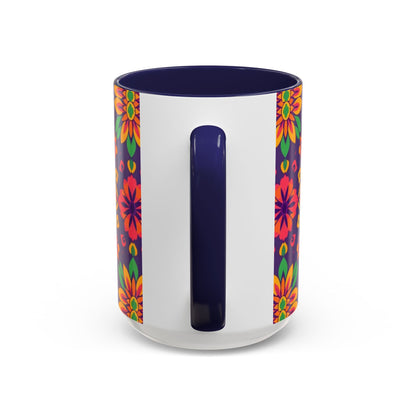 Accent Coffee Mug, Aquarius, Zodiac v2, Flower Pattern, (11, 15oz)