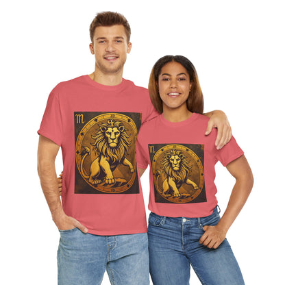 Unisex Heavy Cotton T-Shirt, Gold Lion, Leo Zodiac Design