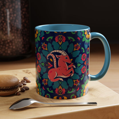 Accent Coffee Mug, Capricorn, Zodiac, Flower Pattern, (11, 15oz)