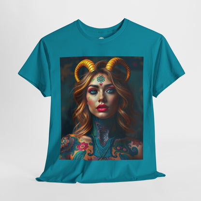 Unisex Heavy Cotton T-Shirt, Capricorn, Zodiac v1, Sexy Art