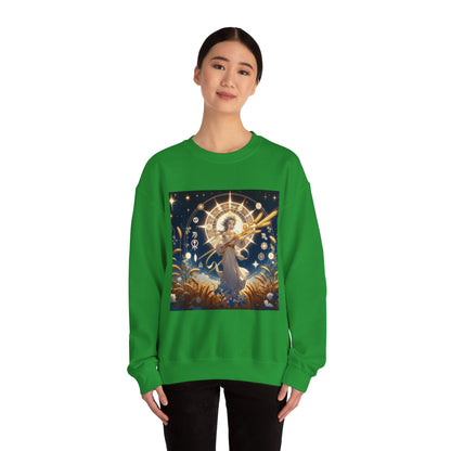 Unisex Heavy Blend™ Crewneck Sweatshirt, anime girl in wheat field, Virgo Zodiac Design