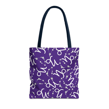 Tote Bag, Capricorn Zodiac Sign, AOP, (Purple, White)