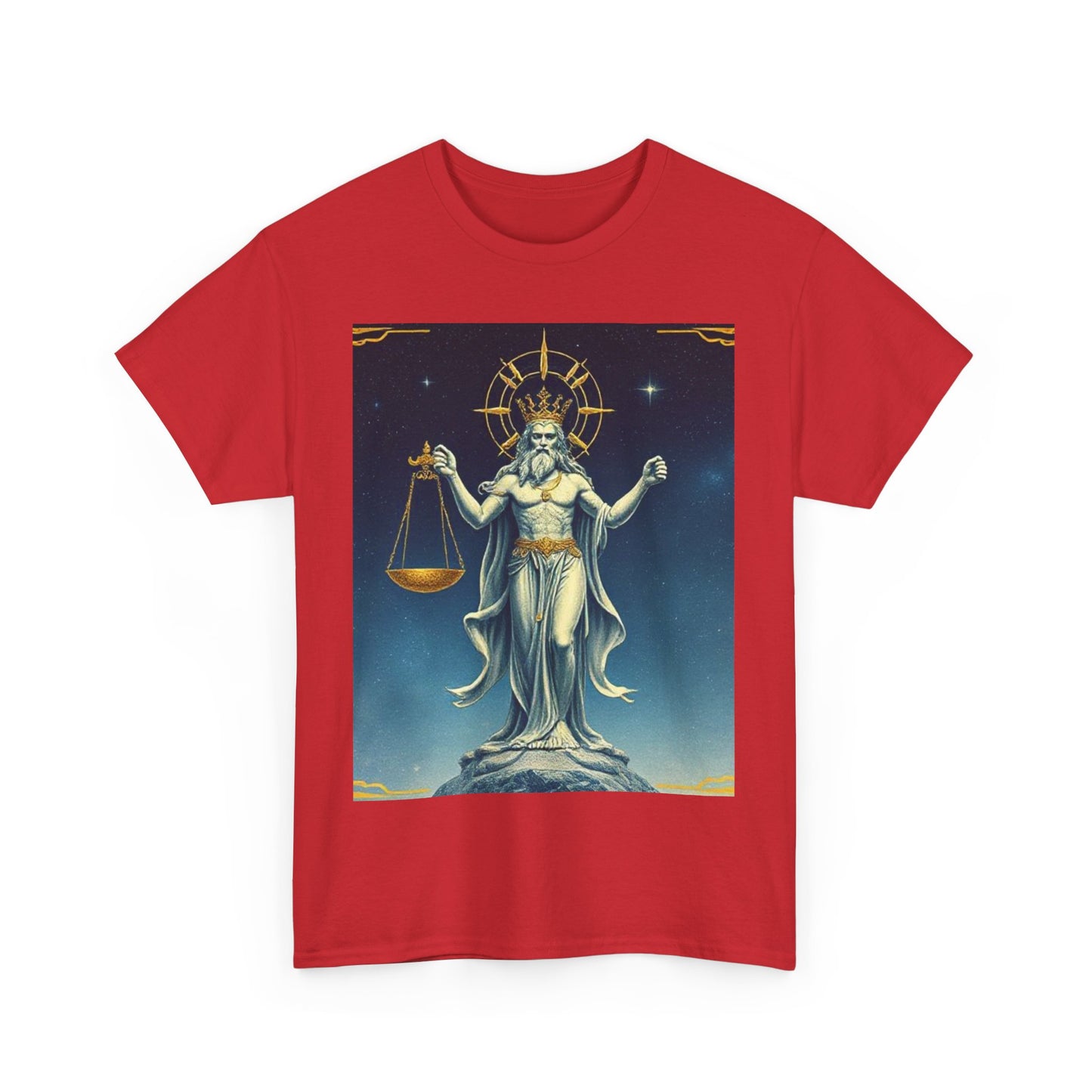 Unisex Heavy Cotton T-Shirt, Space, Libra God, Zodiac Design