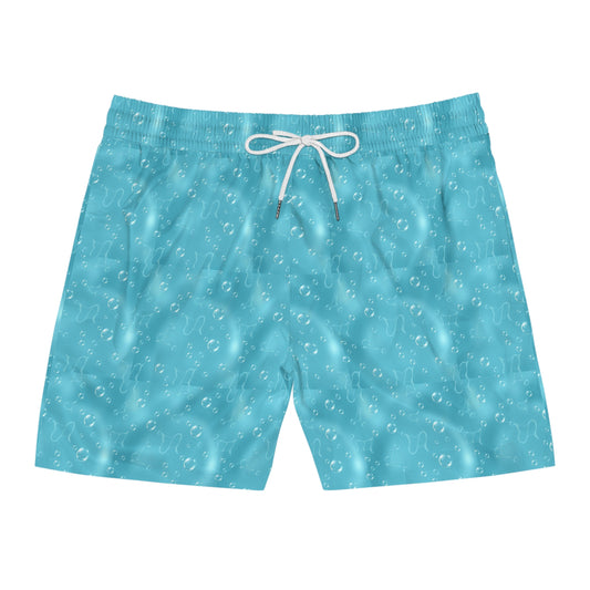 Men's Mid-Length Swim Shorts, (AOP), Aquarius, Zodiac v4, Bubble Pattern
