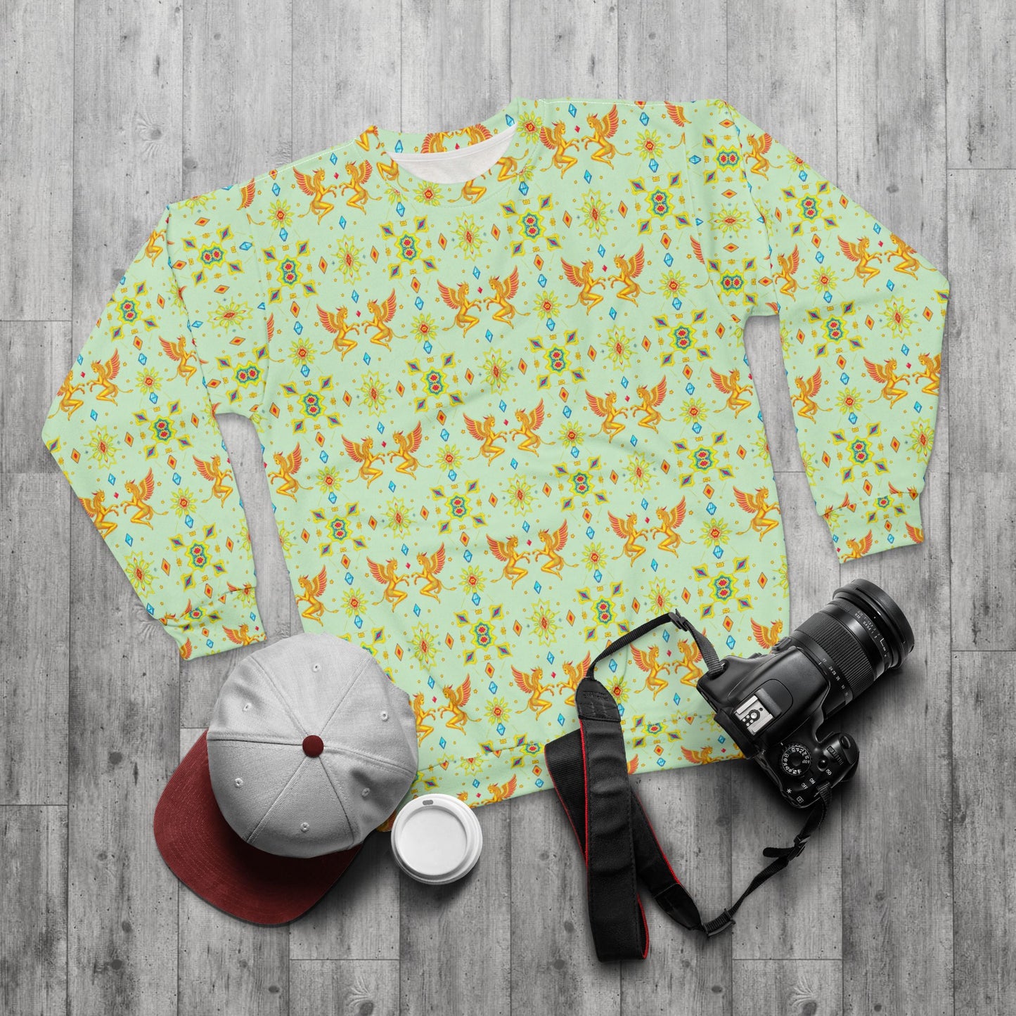 Unisex Sweatshirt (AOP), Gemini, Zodiac v3, Jewel Pattern
