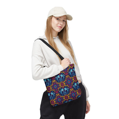 Tote Bag, (AOP), Pisces, Zodiac v3, Flower Pattern