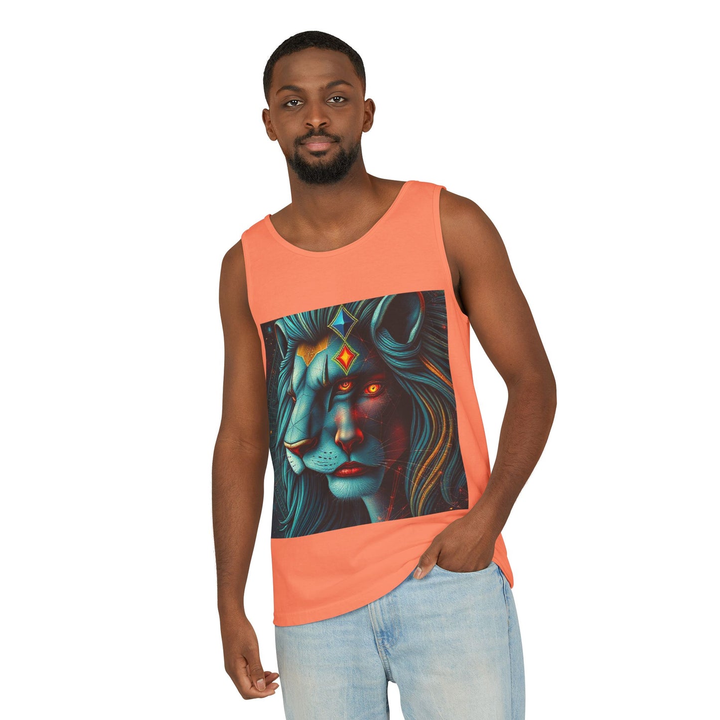Unisex Garment-Dyed, Tank Top, Leo, Pop Art, 100% US cotton