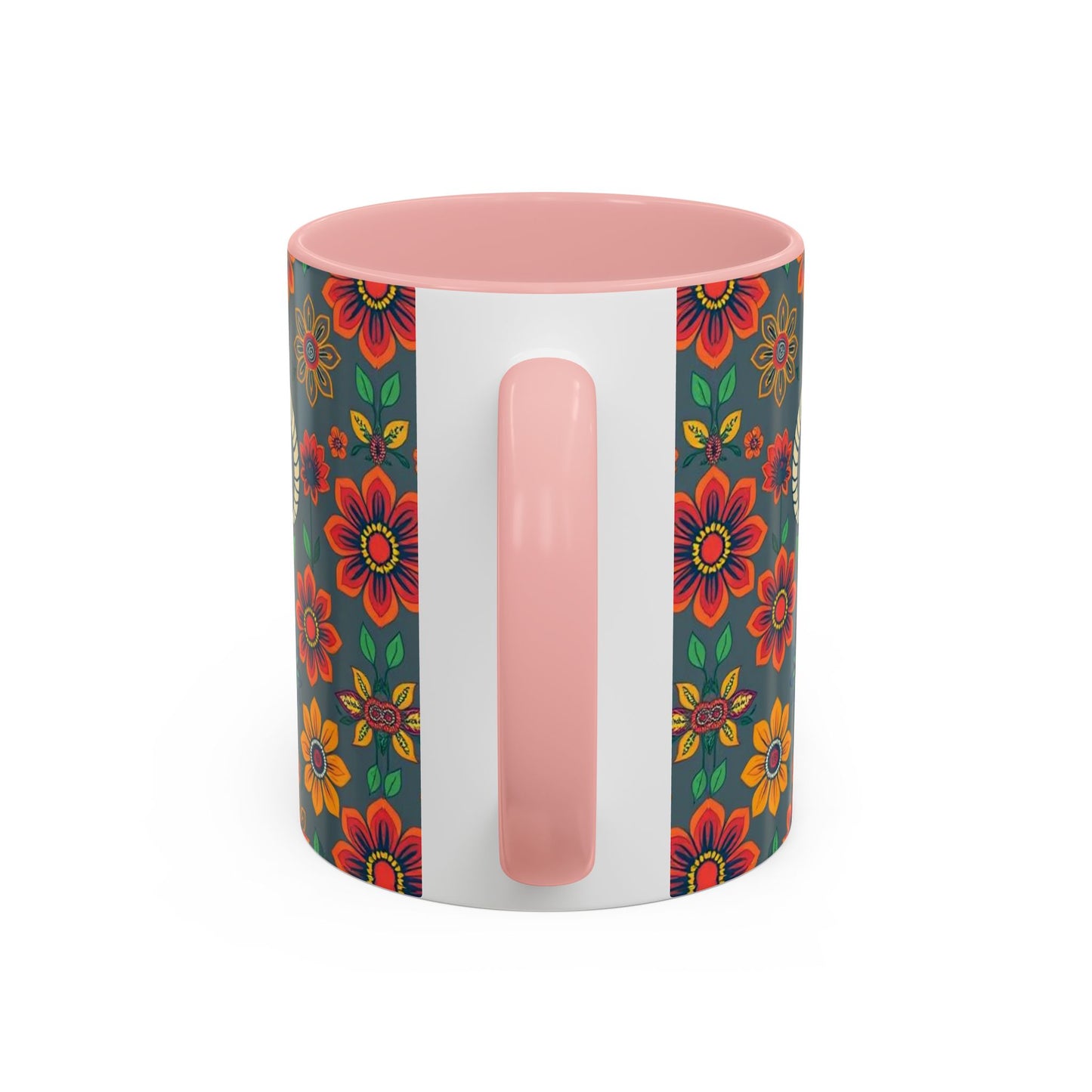 Accent Coffee Mug, Aries, Zodiac v4, Flower Pattern, (11, 15oz)
