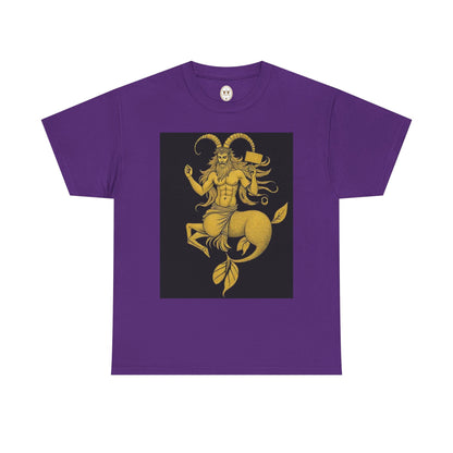 Unisex Heavy Cotton T-Shirt, Capricorn God, Zodiac Design