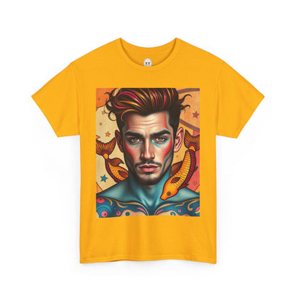 Unisex Heavy Cotton T-Shirt, Pisces, Zodiac v2, Sexy Art