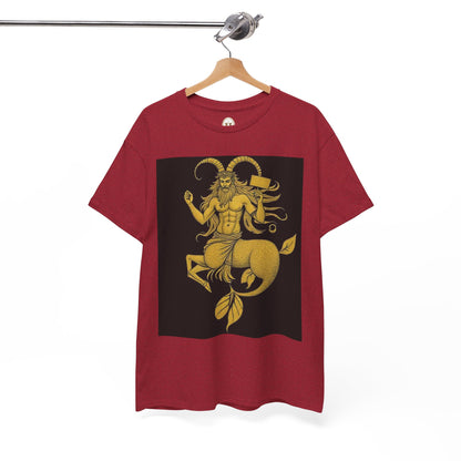 Unisex Heavy Cotton T-Shirt, Capricorn God, Zodiac Design