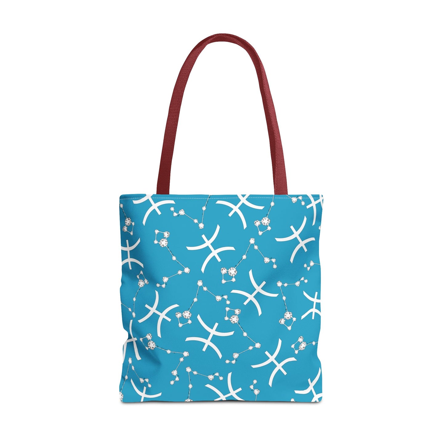Tote Bag, Pisces Zodiac Sign, AOP, (Turquoise, White)