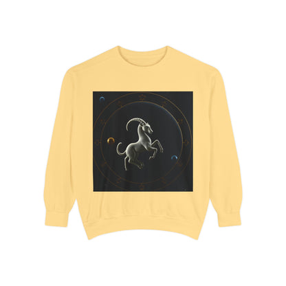 Garment-Dyed Sweatshirt, Unisex, Space Animal Design v1, Capricorn