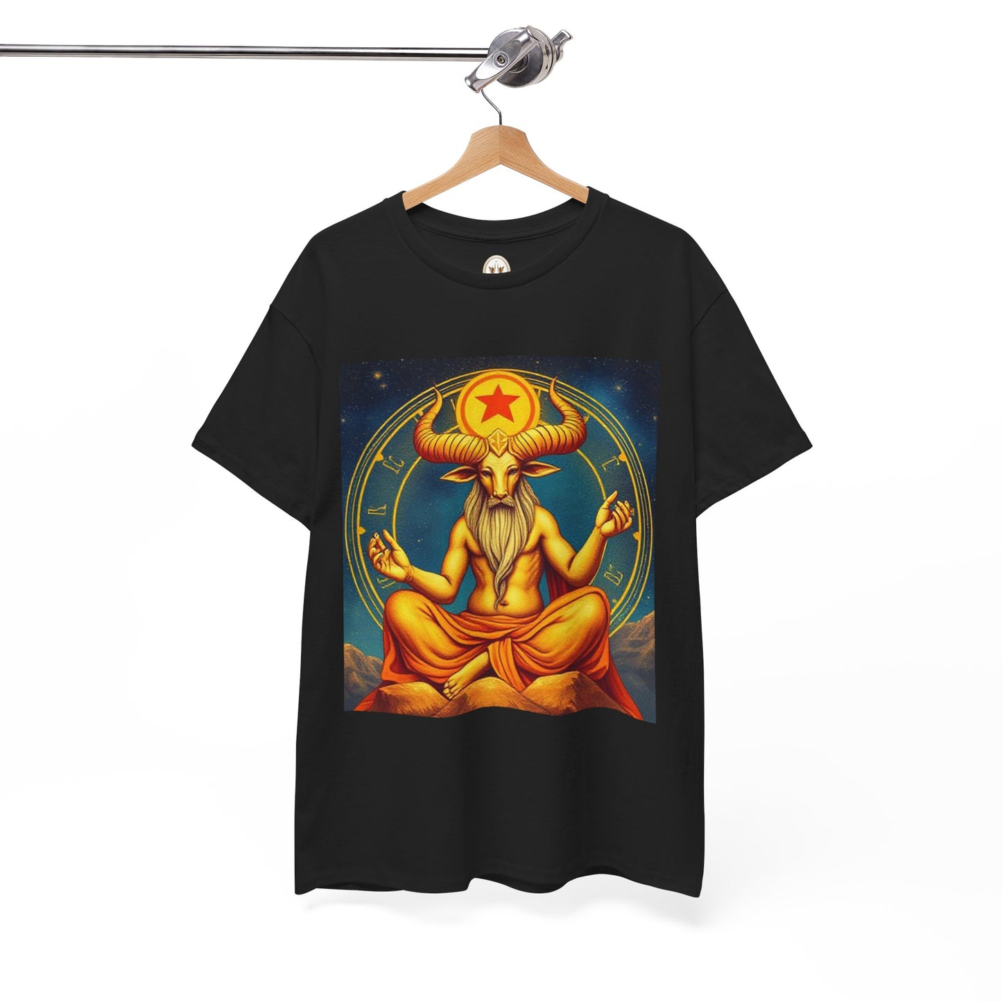 Unisex Heavy Cotton T-Shirt, Meditating Bull, Taurus Zodiac Design