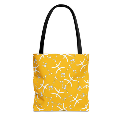 Tote Bag, Pisces Zodiac Sign, AOP, (Yellow, White)