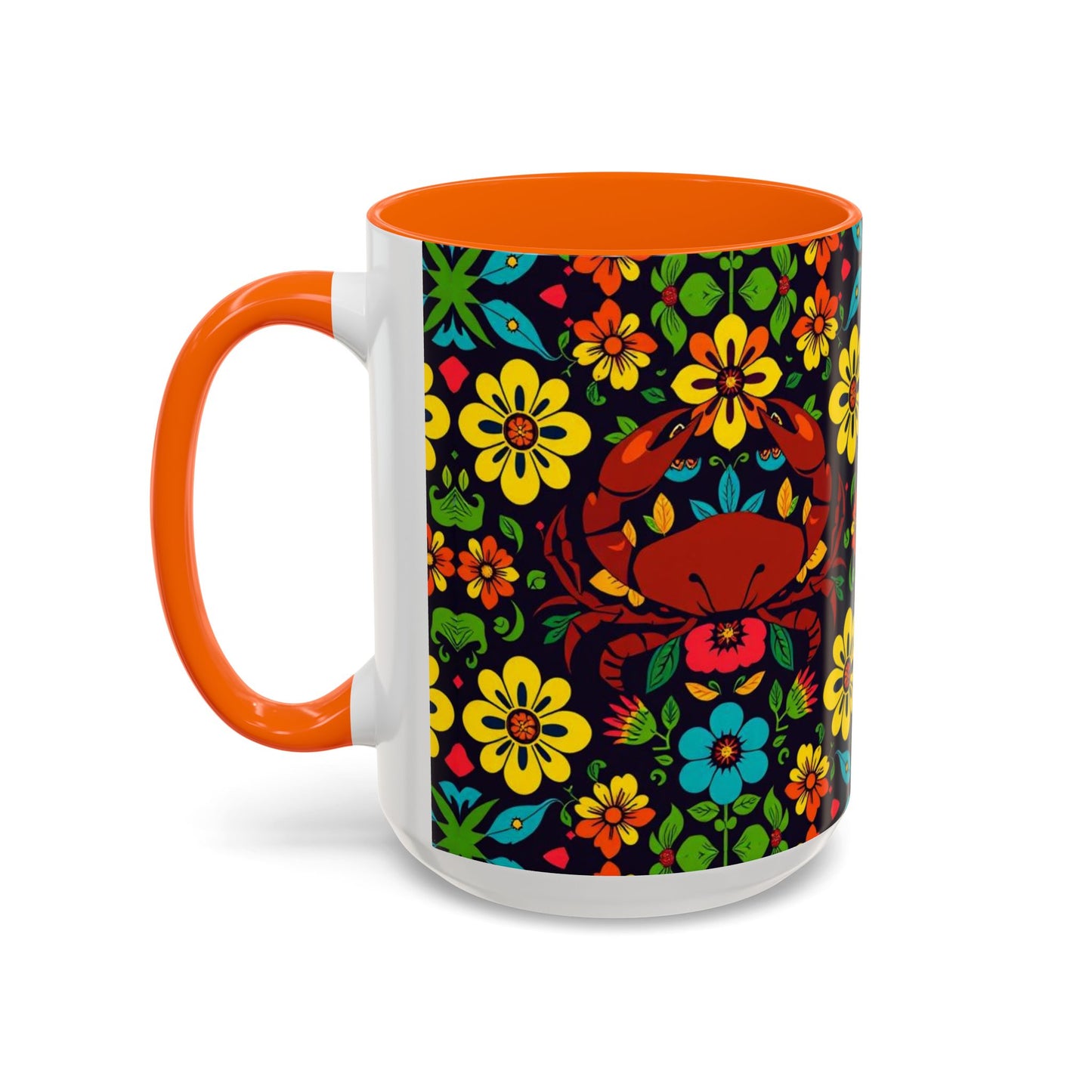 Accent Coffee Mug, Cancer, Zodiac v2, Flower Pattern, (11, 15oz)