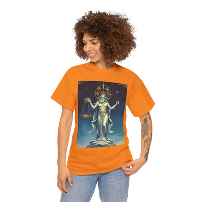 Unisex Heavy Cotton T-Shirt Space v2, Libra God, Zodiac Design