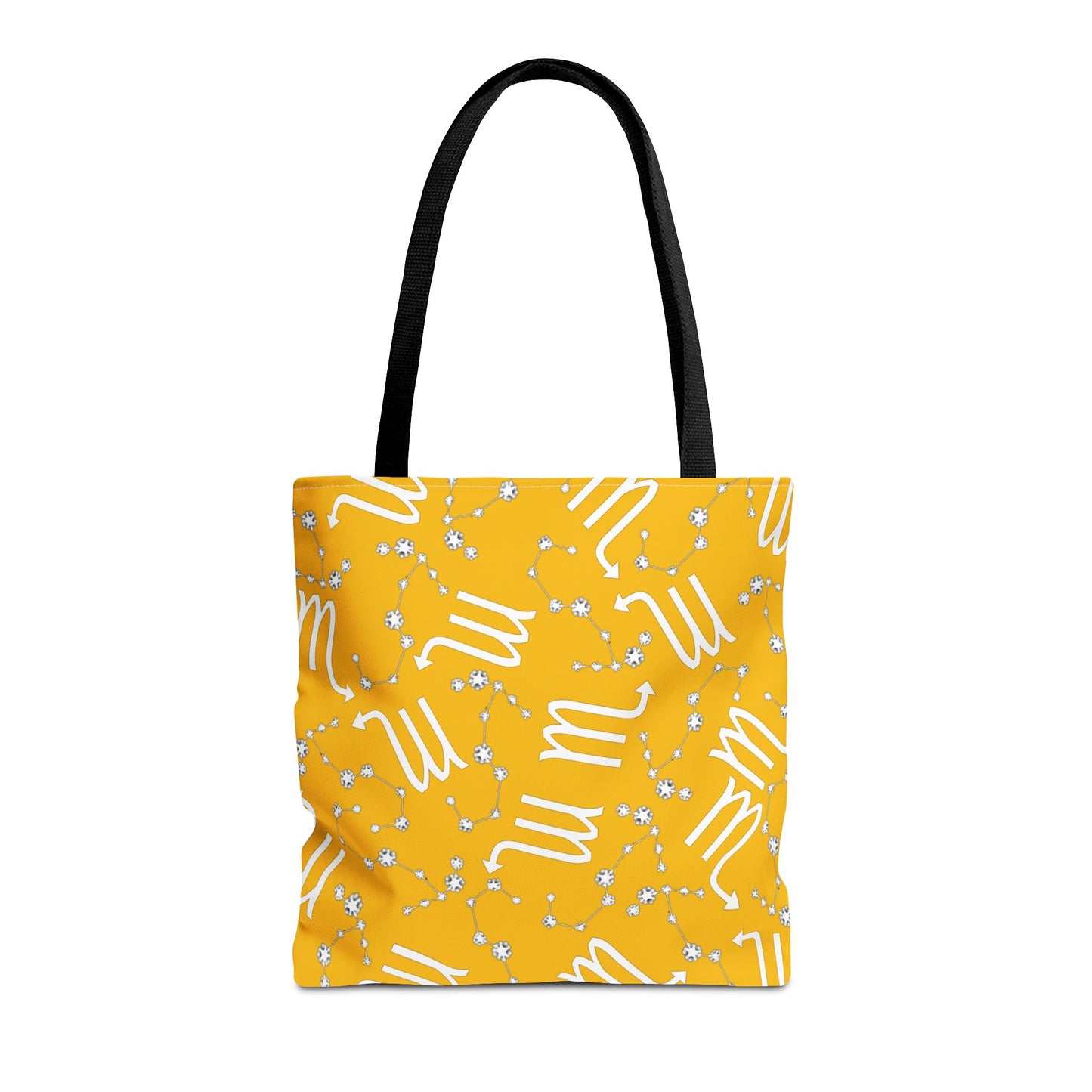 Tote Bag, Scorpio Zodiac Sign, AOP, (Yellow, White)