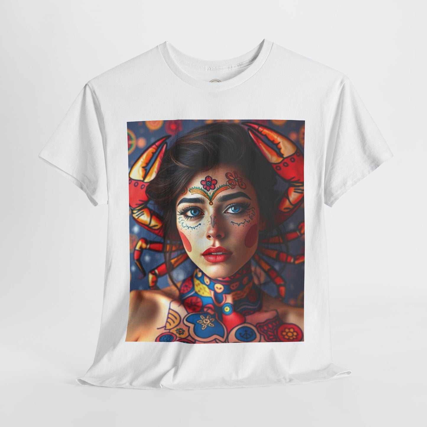 Unisex Heavy Cotton T-Shirt, Cancer, Zodiac v1, Sexy Art