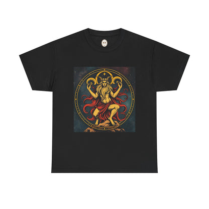 Unisex Heavy Cotton T-Shirt, Aries God 3v, Zodiac Design