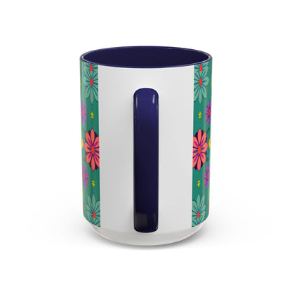 Accent Coffee Mug, Aquarius, Zodiac v3, Flower Pattern, (11, 15oz)