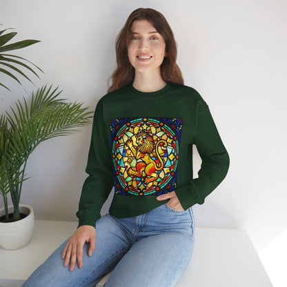 Unisex Heavy Blend™ Crewneck Sweatshirt, Glass 1, Leo Zodiac Design
