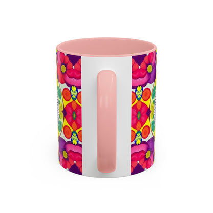 Accent Coffee Mug, Pisces, Zodiac v4, Flower Pattern, (11, 15oz)