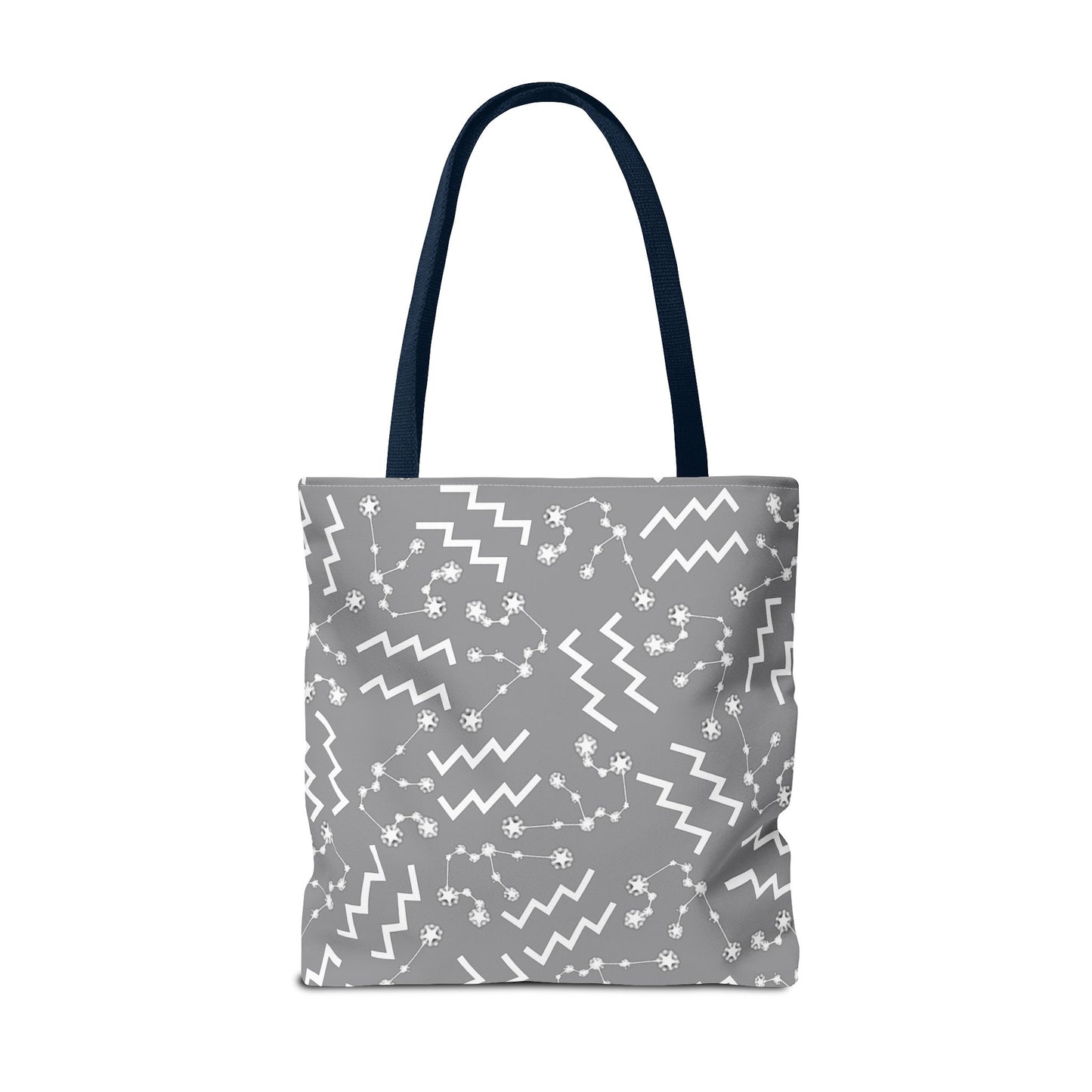 Tote Bag, Aquarius Zodiac Sign, AOP, (Grey, White)