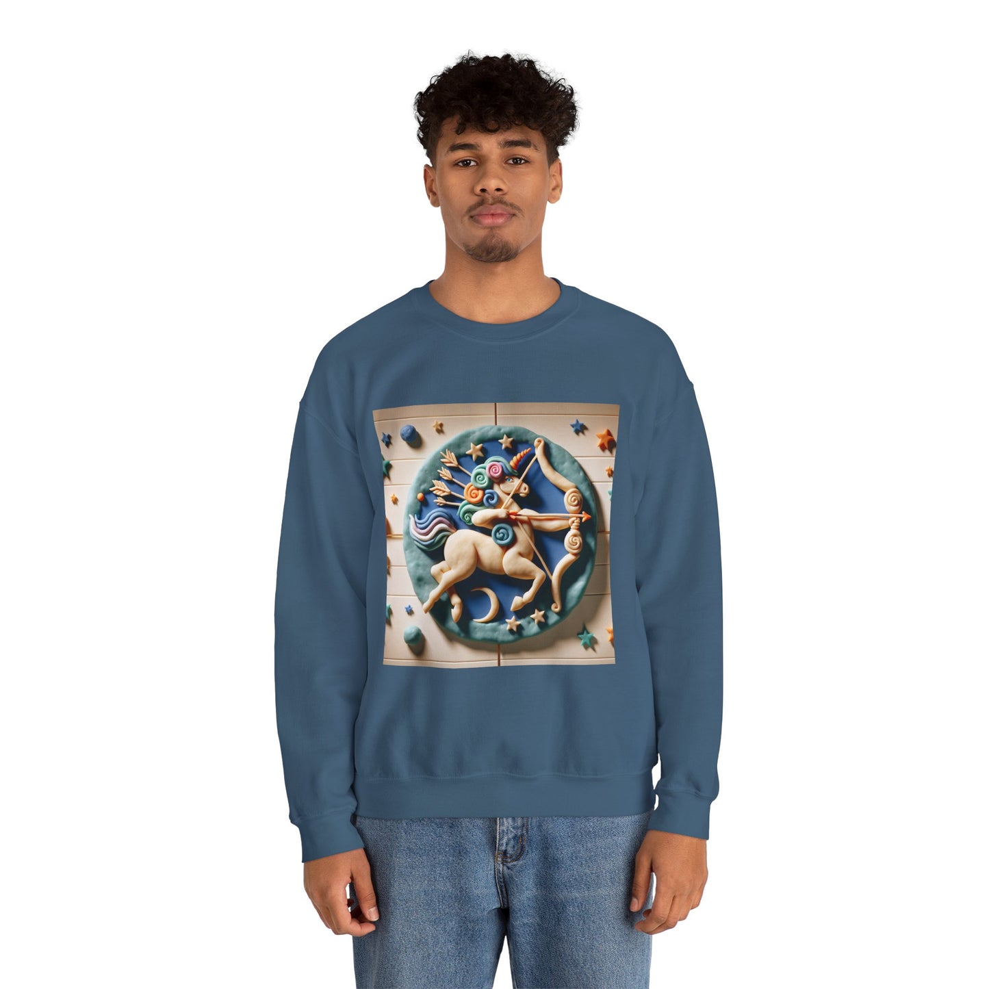 Unisex Heavy Blend™ Crewneck Sweatshirt, Colorful Horse, Sagittarius Zodiac Design