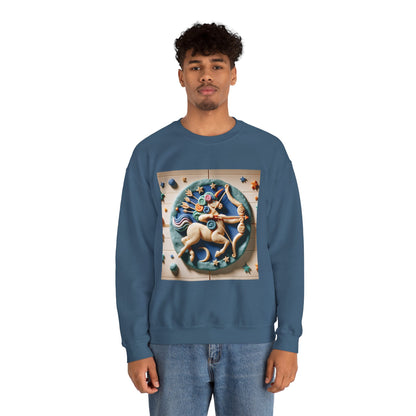 Unisex Heavy Blend™ Crewneck Sweatshirt, Colorful Horse, Sagittarius Zodiac Design