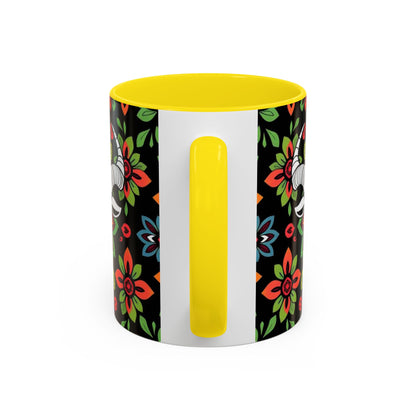 Accent Coffee Mug, Taurus, Zodiac v2. Flower Pattern, (11, 15oz)