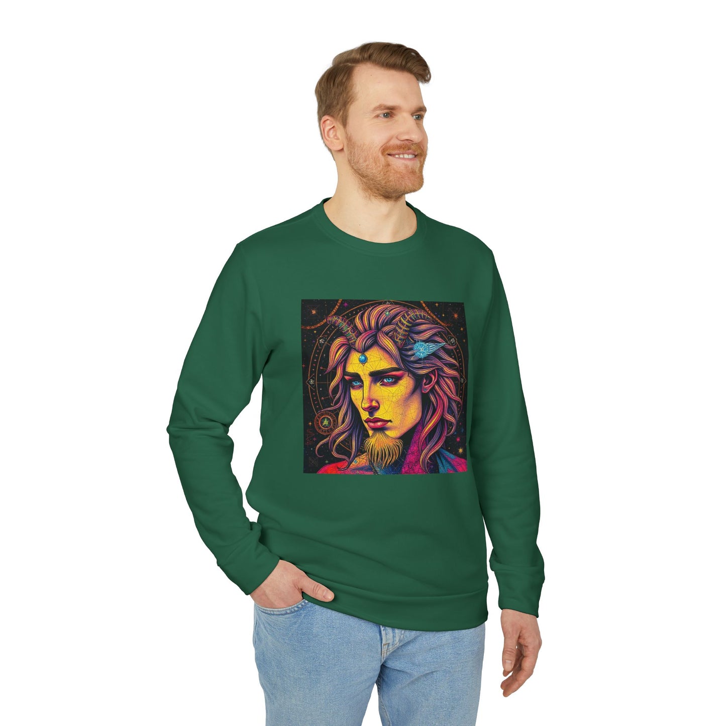 Adidas, Unisex Fleece Crewneck Sweatshirt, Aquarius, Pop Art v1, Zodiac