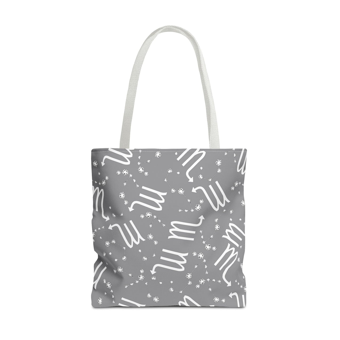 Tote Bag, Scorpio Zodiac Sign, AOP, (Grey, White)