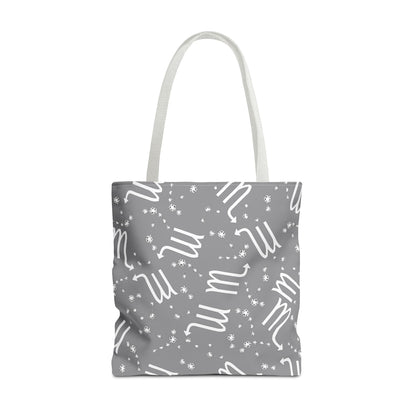 Tote Bag, Scorpio Zodiac Sign, AOP, (Grey, White)