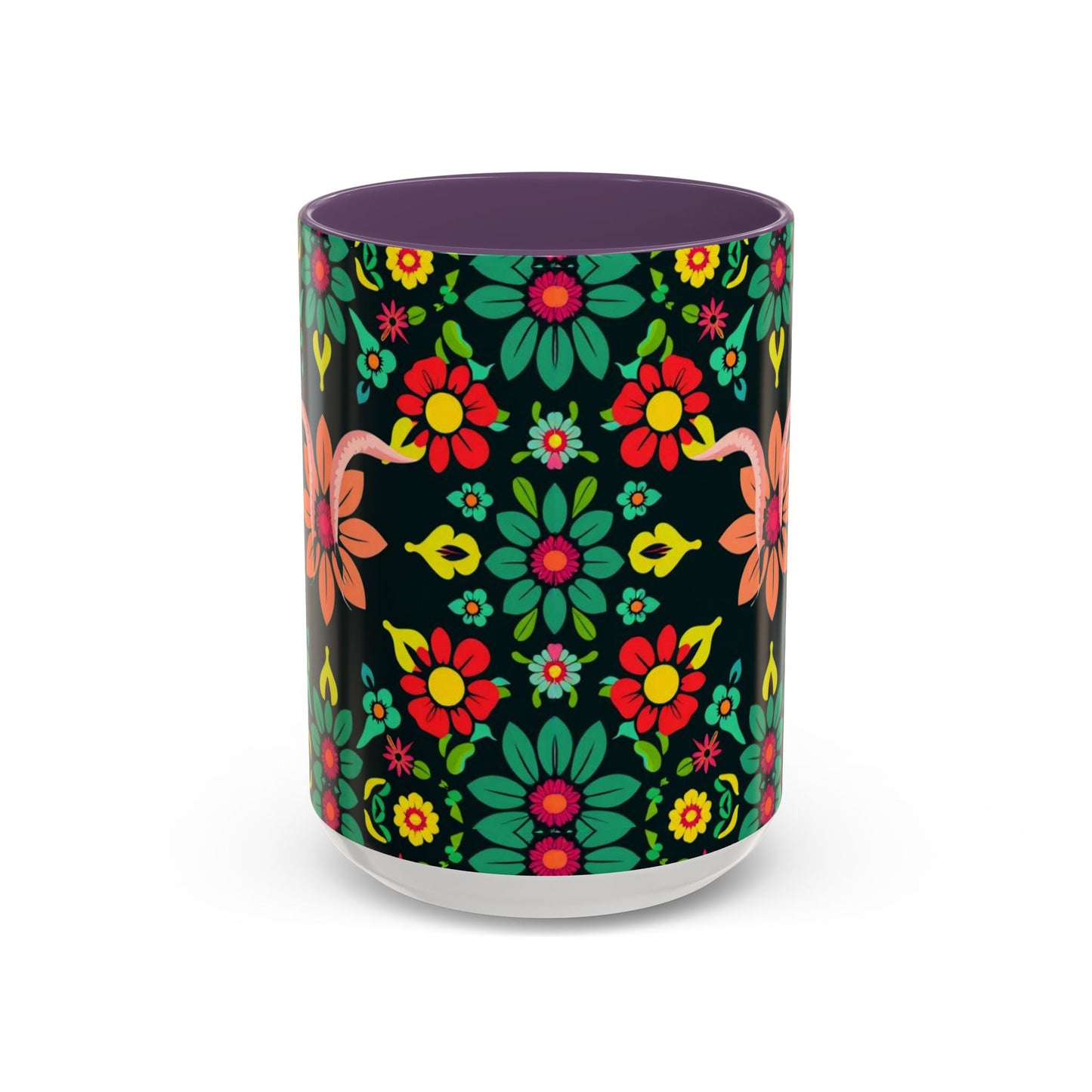 Accent Coffee Mug, Aquarius, Zodiac v4, Flower Pattern, (11, 15oz)