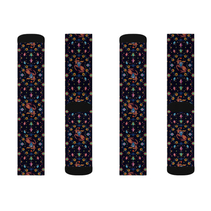 Sublimation Socks, Capricorn, Zodiac v2, Jewel Pattern