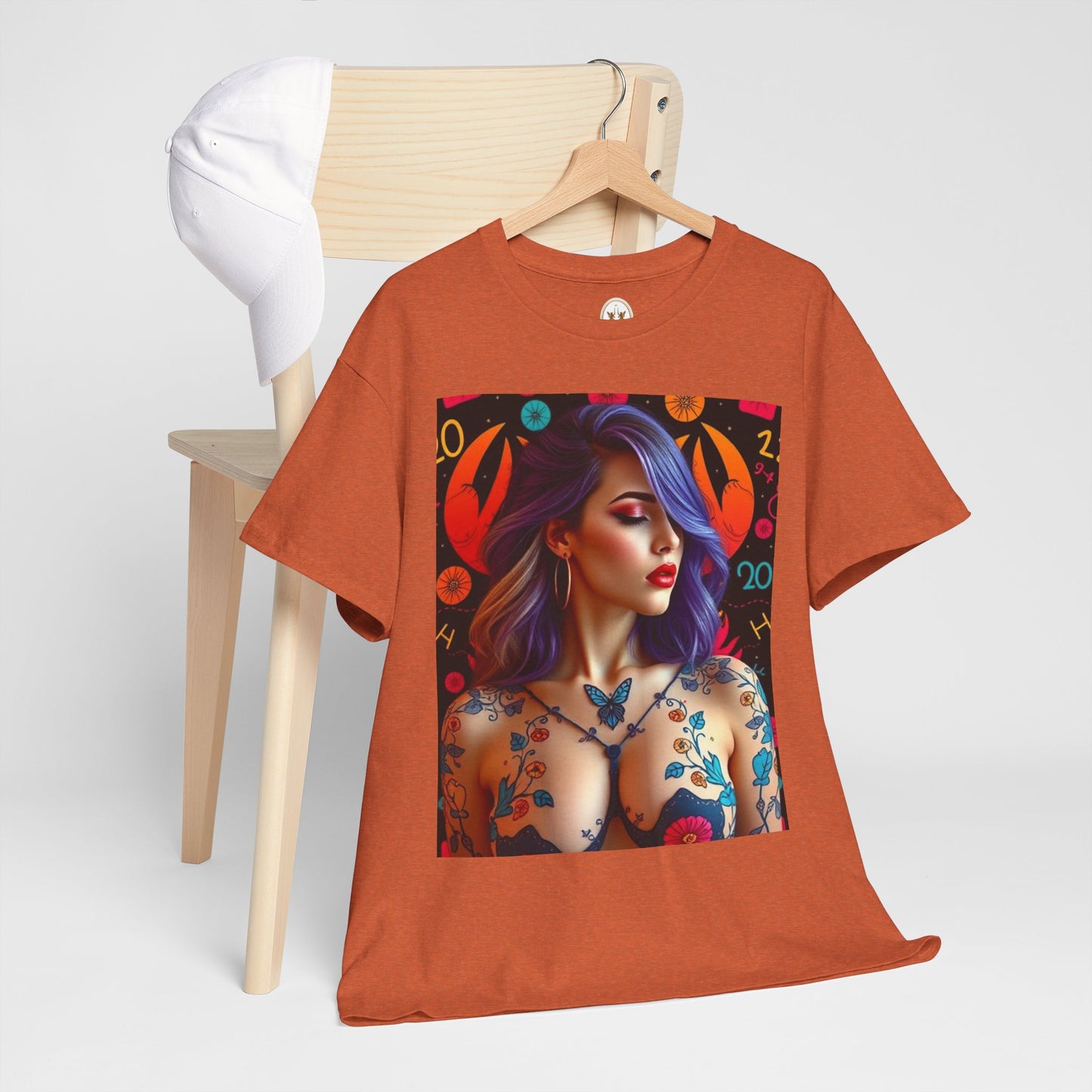Unisex Heavy Cotton T-Shirt, Cancer, Zodiac, Sexy Art