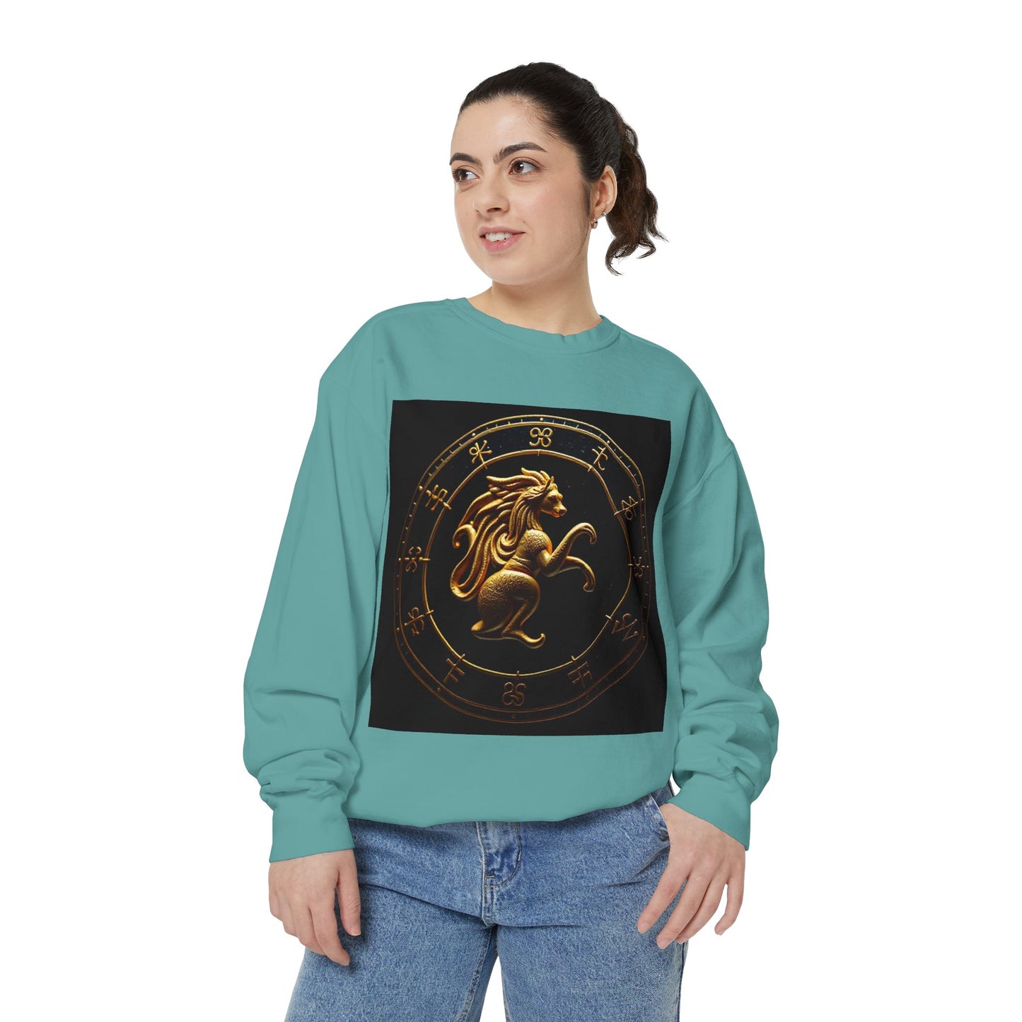 Garment-Dyed Sweatshirt, Unisex, Space Animal Design v1, Virgo