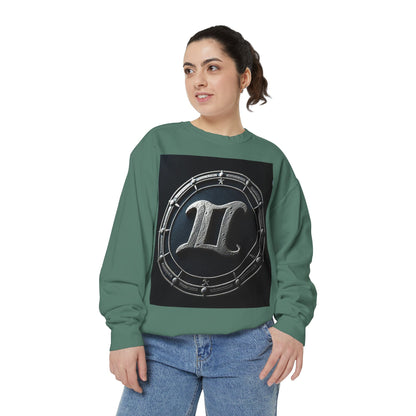 Garment-Dyed Sweatshirt, Unisex, Space Symbol Design v1, Gemini