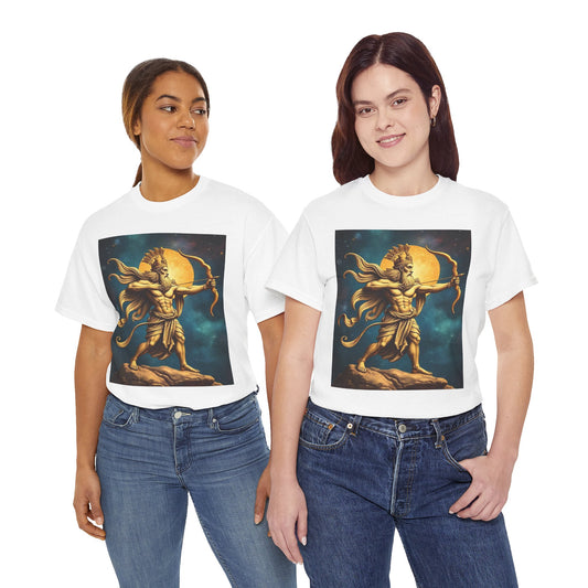 Unisex Heavy Cotton T-Shirt, Midnight Arrow v1, Sagittarius Zodiac Design