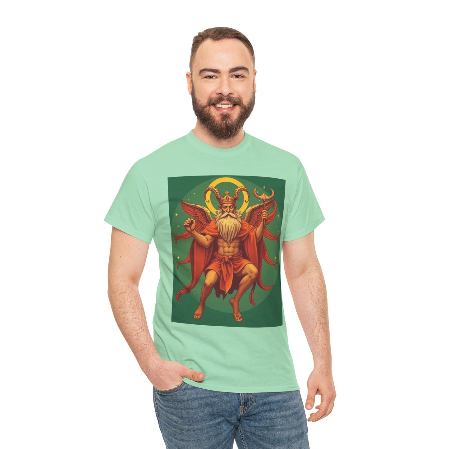 Unisex Heavy Cotton T-Shirt, Aries God 1v, Zodiac Design