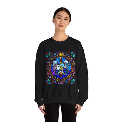 Unisex Heavy Blend™ Crewneck Sweatshirt, Glass, Pisces Zodiac Design